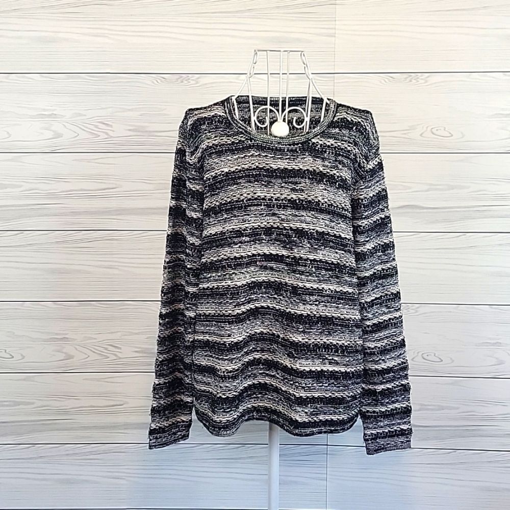 Black Rivet knit pullover sweater - black & white Women's Size L